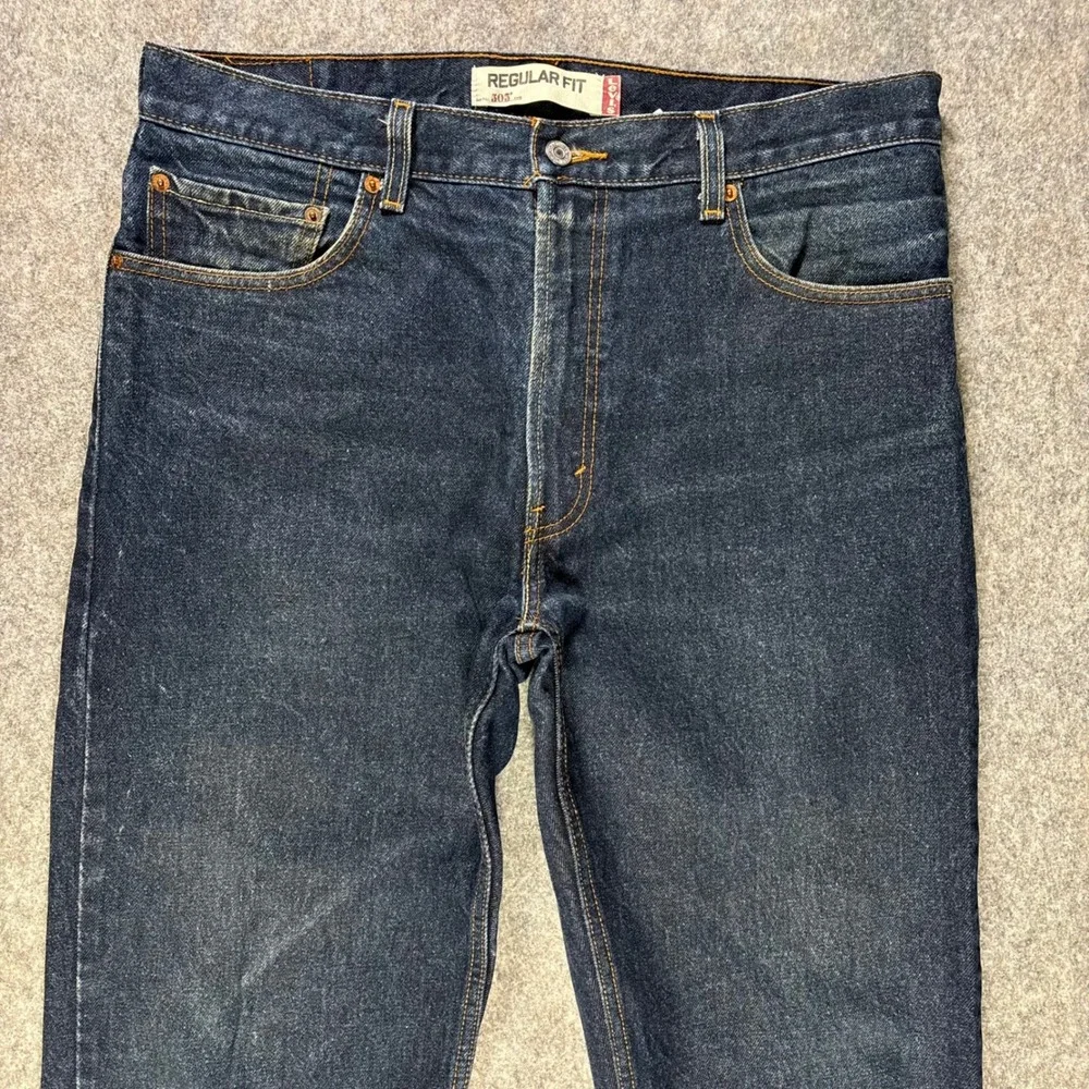 VTG Levi's 505 Regular Fit Dark Wash Denim Jeans Mens 36x32 (36x33) Workwear Y2K